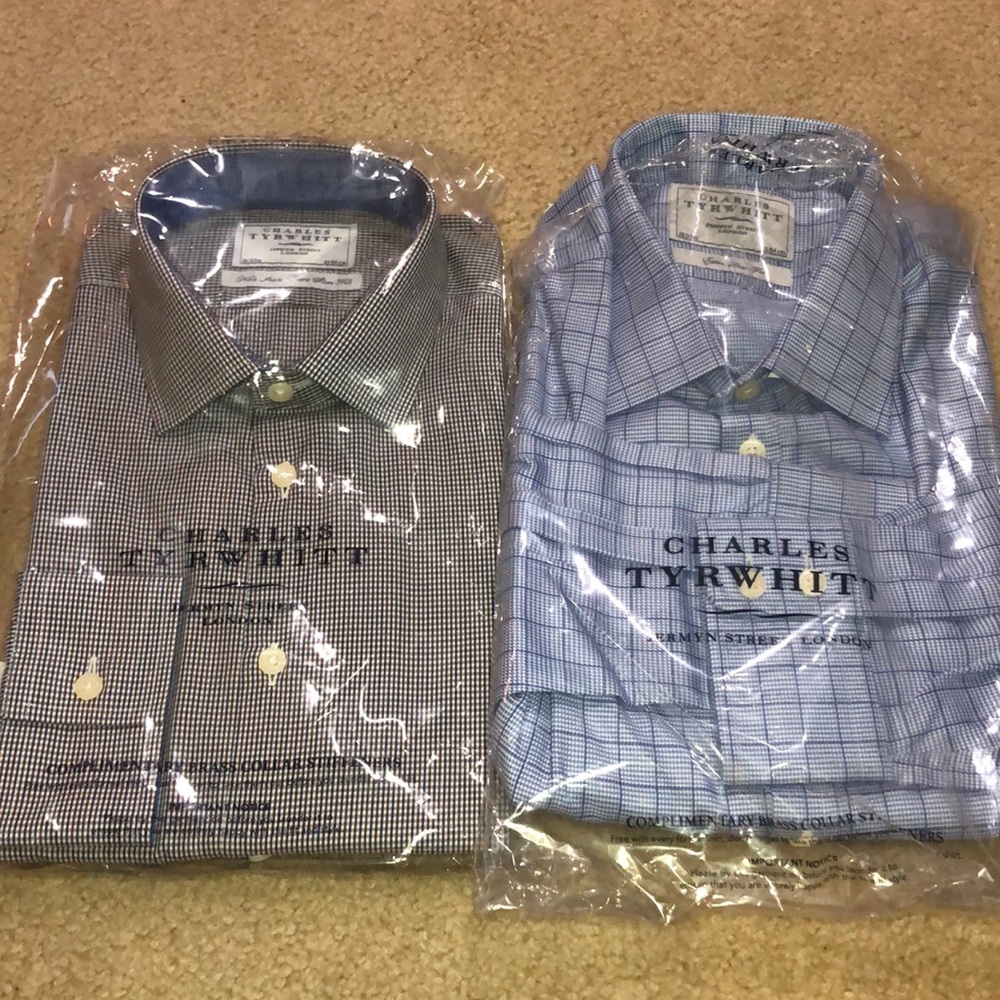 Two men’s Charles Tyrwhitt dress shirts NEVER WORN